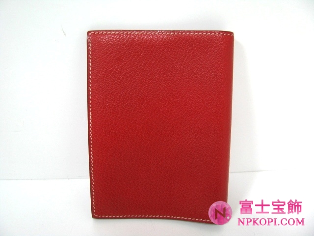 エルメス手帳カバーレッド（金具：シルバー）HERMES328037